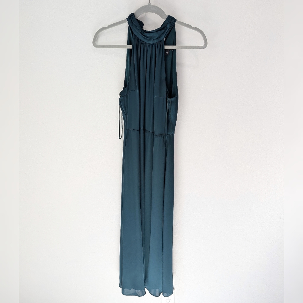 Express Green Satin Halter Dress Size S